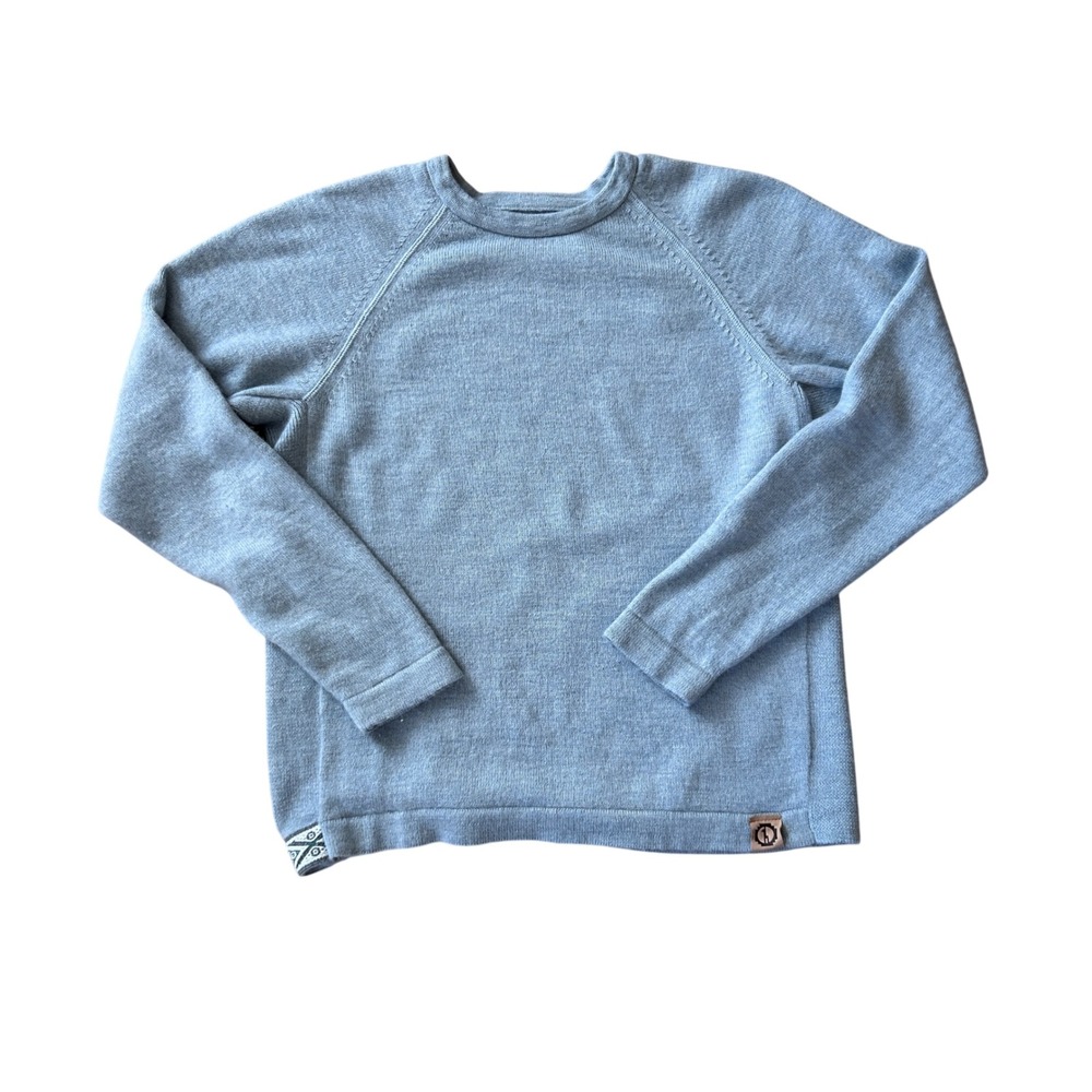 Paka Unisex Royal Alpaca Blend Crewneck Sweater Light Blue Handmade Size M Cozy